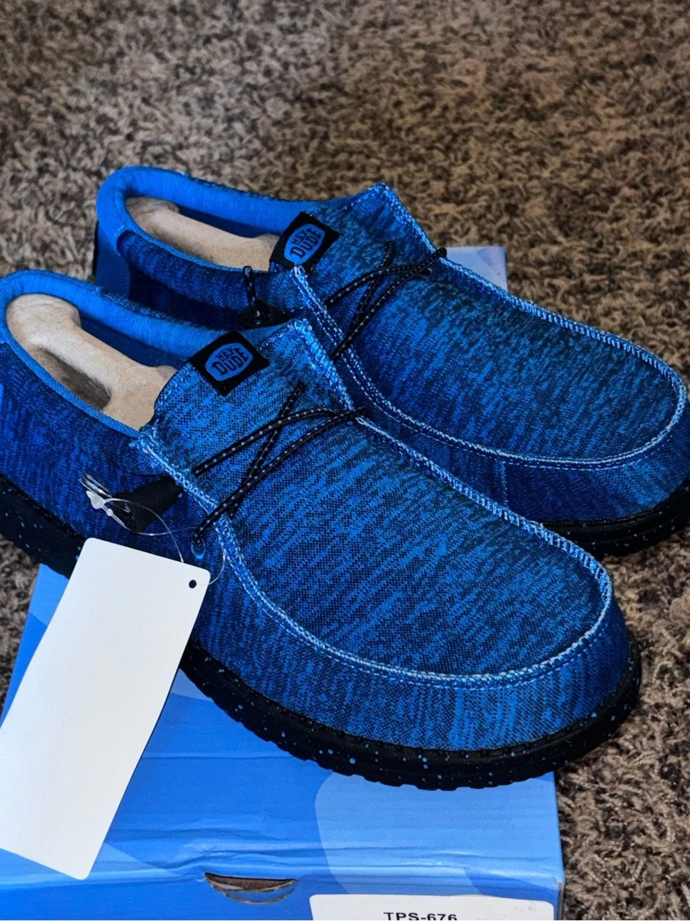 HEY DUDE WALLY SPORT KNIT MENS Size 8 Unreleased  BLUE/BLACK New
